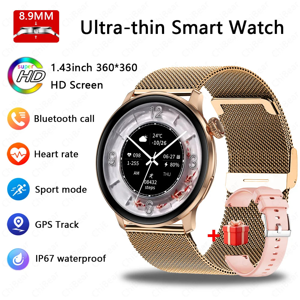 Fashion Women Bluetooth Call Smart Watch DIY Dial Health Monitoring Full Screen Touch Smartwatches 2025 New Android IOS