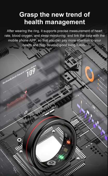 R04 Smart Ring for Men Women 5ATM Waterproof With Charging Case Health and Sleep Monitor Ring Multi-sport Mode Camera Control