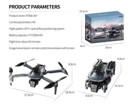 XT606 GPS Screen Control Brushless Drone 5G Optical Streaming Folding HD Dual Camera Screen Large 4.3 Inch One Key Return Flight