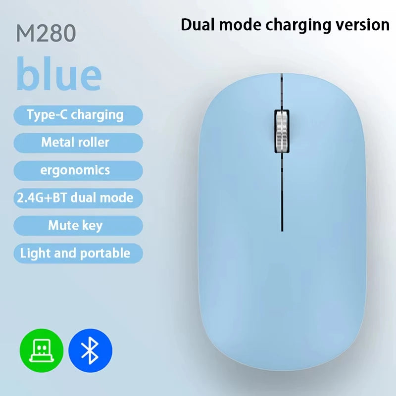 Xiaomi Bluetooth Wireless Mouse Dual Mode DPI Adjustable 2.4G Type-C Rechargeable Silent Ergonomic Morandi Portable Office Mouse
