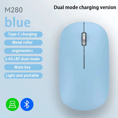 Xiaomi Bluetooth Wireless Mouse Dual Mode DPI Adjustable 2.4G Type-C Rechargeable Silent Ergonomic Morandi Portable Office Mouse