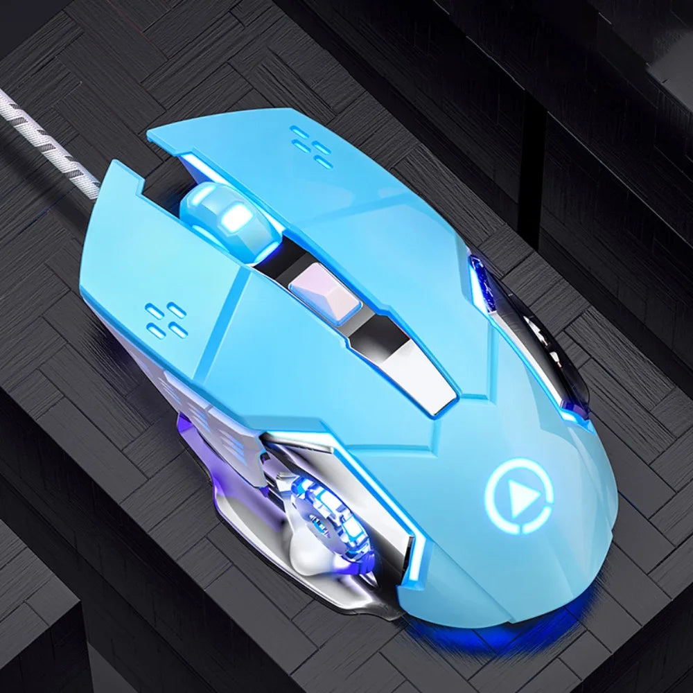 Fluent Colorful Light Wired Mouse 7-Color Illuminated USB Mouse with Sound Mechanical Mechanical Mouse PC Laptop