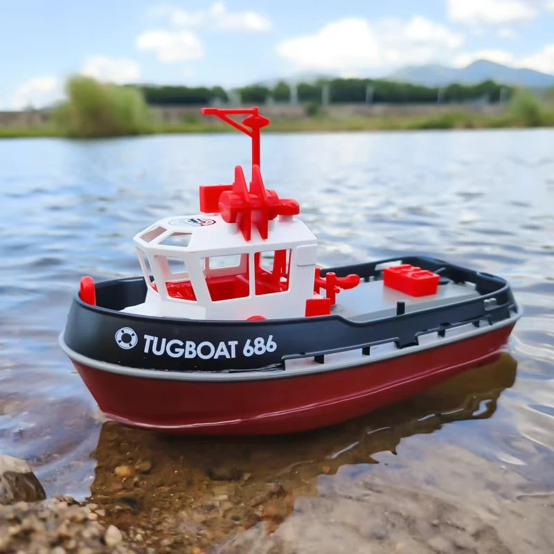 RC Boat 686 2.4G 1/72 Powerful Dual Motor Long Range Wireless Electric Remote Control Tugboat Model Toys for Boys Gift