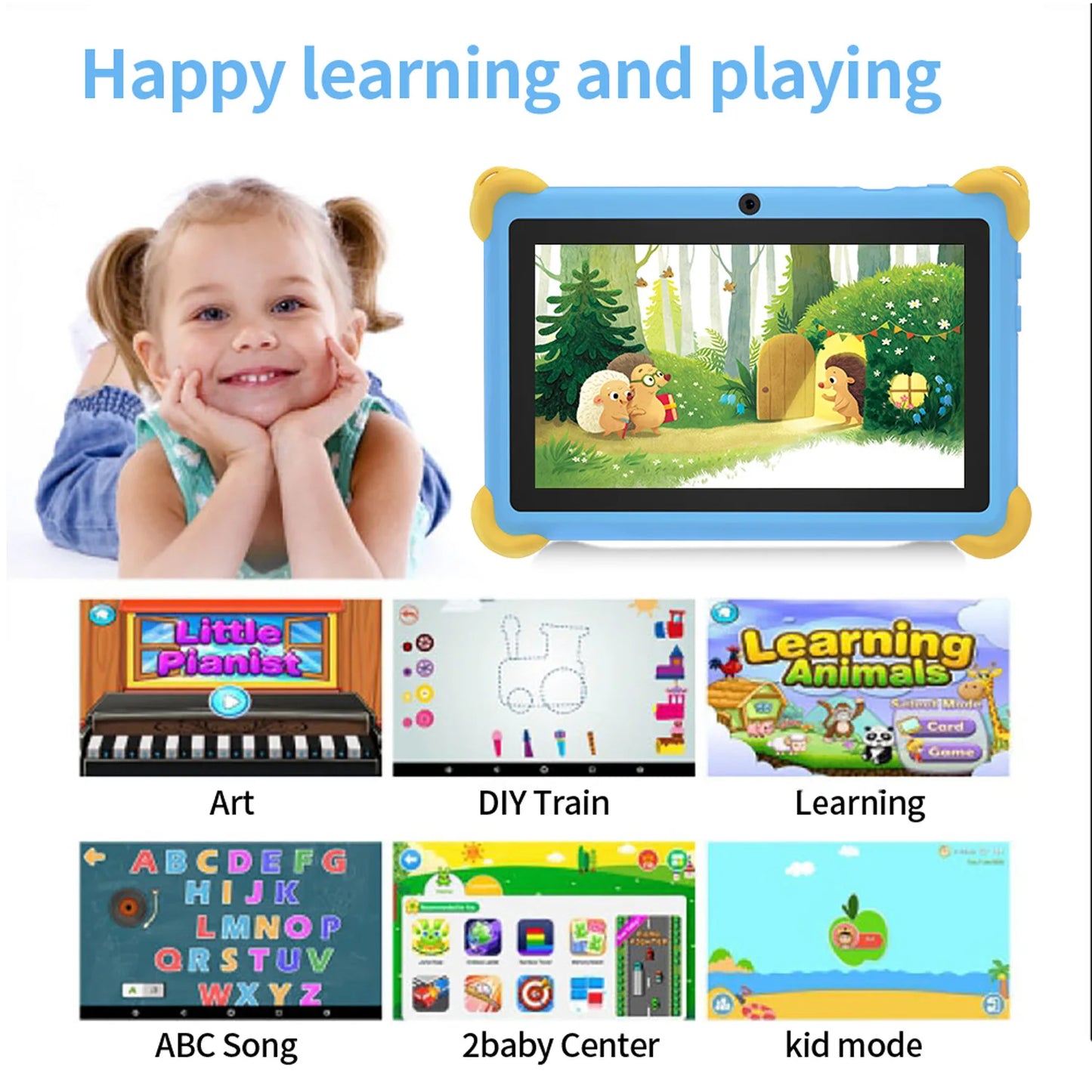 2025 New 7 Inch Cartoon Pattern Kids' tablets Quad Core 4GB RAM 64GB ROM 5G WiFi Learning Education Games Tablet Children's Gift