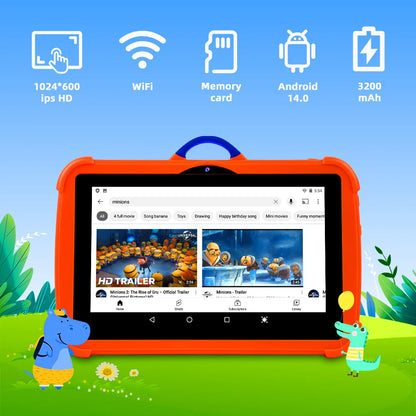 New Cartoon Pattern Kids Tablet 7 Inch Quad Core 4GB RAM 128GB ROM Android Learning Education Games Tablets Children's Gifts