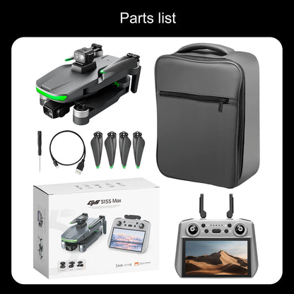 S155 MAX GPS Drone Professional 4K Camera 7.2-inch Touch Screen 3-Axis Gimbal EIS Relay Aircraft Obstacle Avoidance Dron Toy