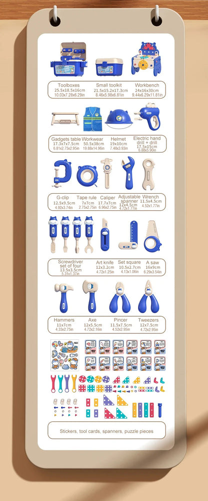 Children's Tool Set with Electric Toy Drill Kids Power Construction Toy Pretend Play Toy Tools Kit for Toddler Boys Girls Child