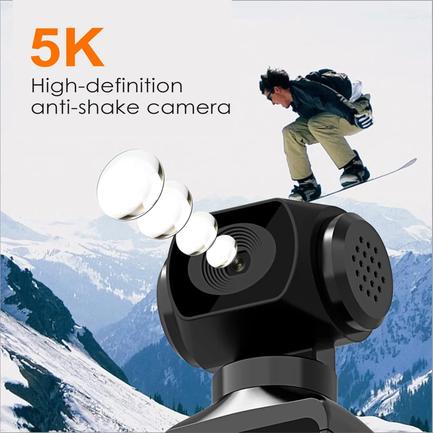 NEW 5K Outdoor Sports Camera 270°Pocket Action Body Cam Helmet Motorcycle Bike Mini Filming Video Recorder Diving Shooting