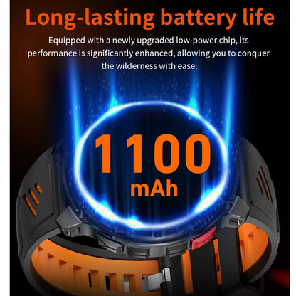 1100mAh Battery Outdoor Sport Smartwatches Men LED Flashlight Message Push Heart Rate 3ATM Waterproof Bluetooth Call Smart Watch