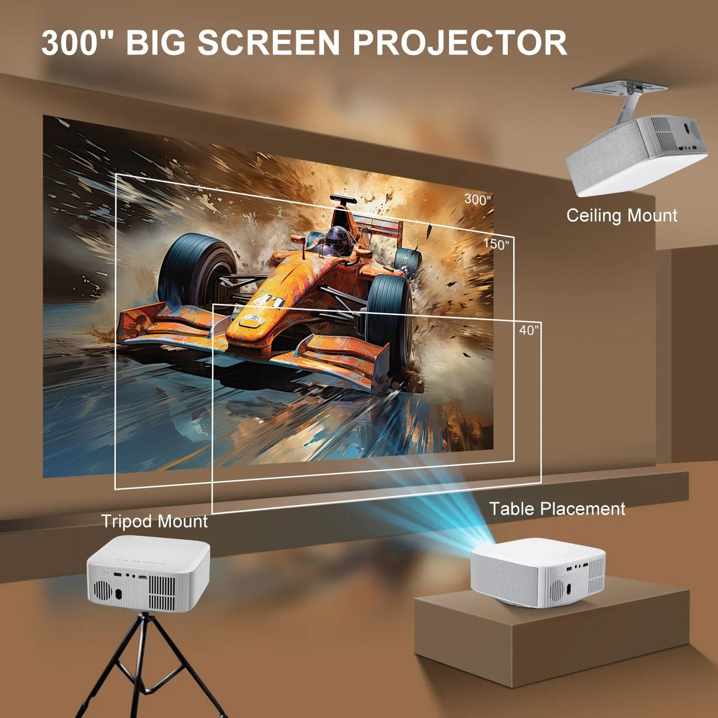 Salange P92MAX Android13 Smart Projector Netflix Officially Licensed HD 1080P BT5.2 WiFi 12000L Elec Focus Auto Keyston 4K Movie