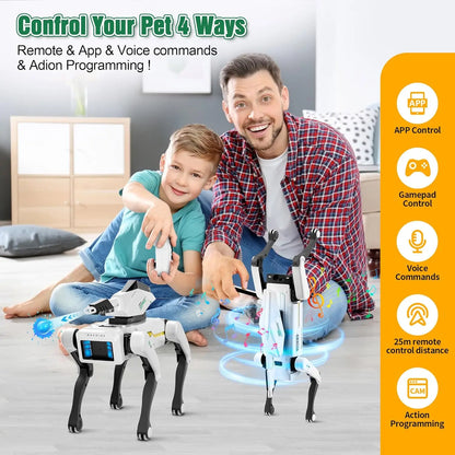 RC Mechanical Dog Multifunction Electric Intelligent Robot Dog with Turret Educational Toy Bionic Smart Robot Toy Gift ﻿