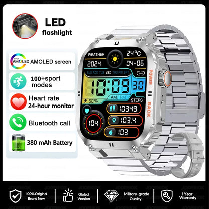 Men's Outdoor Sports Bluetooth Call Smart Watch 1.91 Inch Full Screen Touch Flashlight 110+ Sport Mode Smartwatch 2025 New