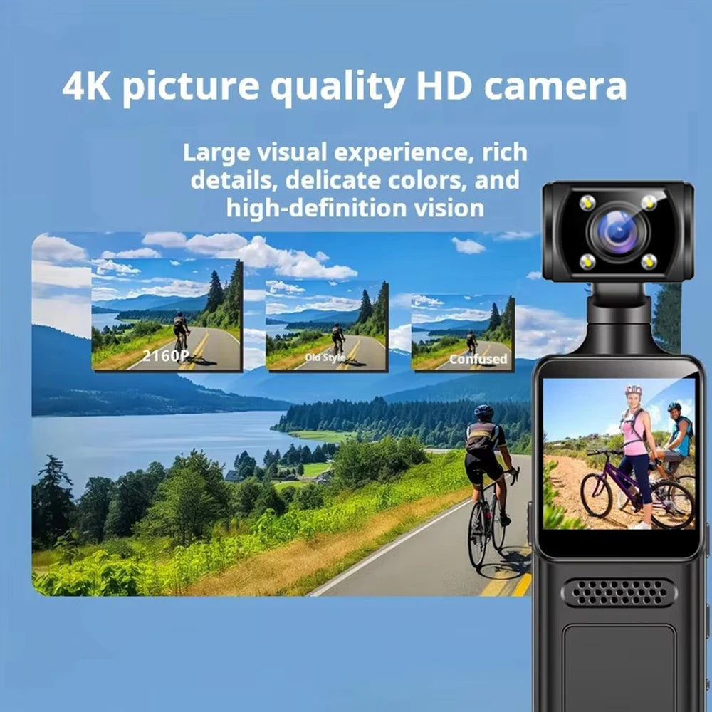 4K HD Action Camera 180 Rotatable Vlog WiFi Mini Sports Wearable Camera Infrared Night Vision Sports DV Bicycle Driver