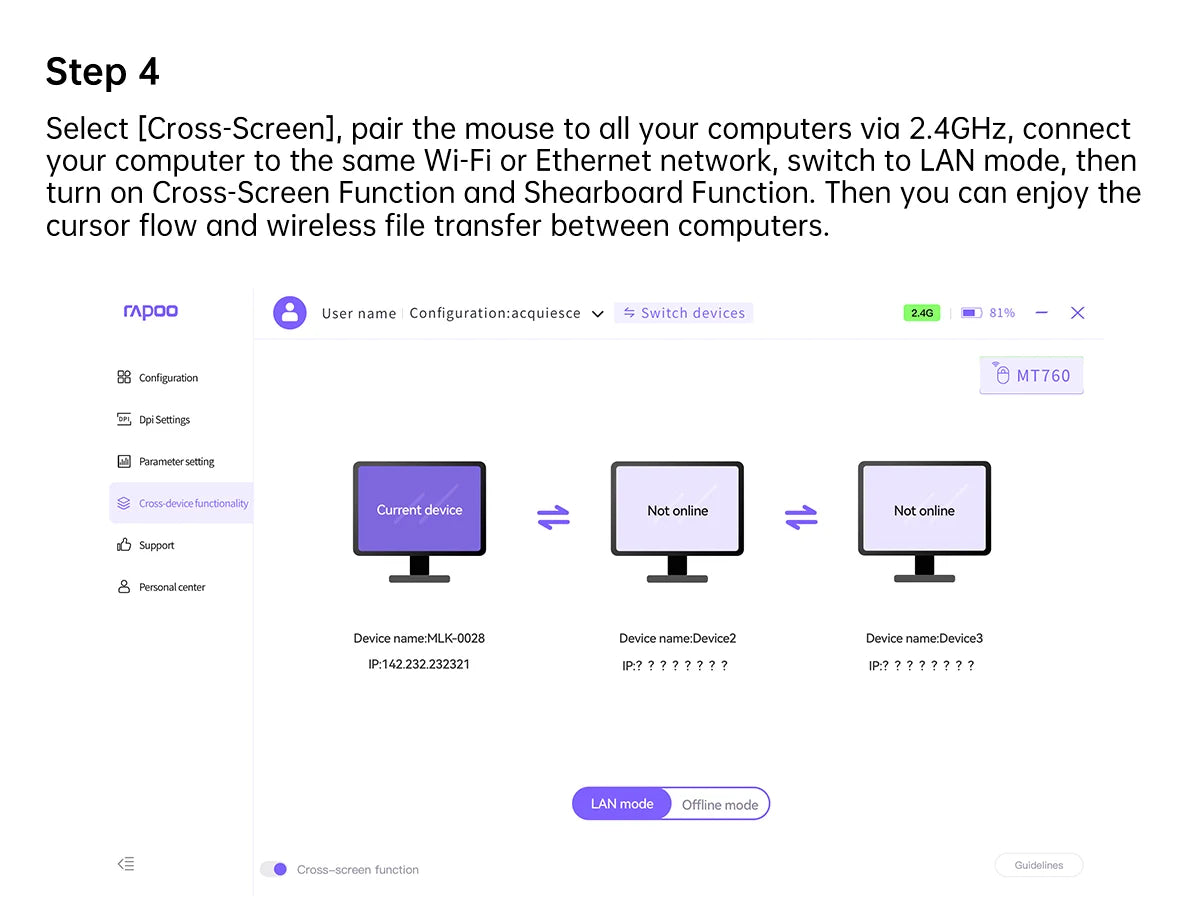 Rapoo MT760L/MT760M Multi-mode Rechargeable Wireless Mouse Ergonomic 4000 DPI Support Up to 4 Devices Bluetooth Mouse