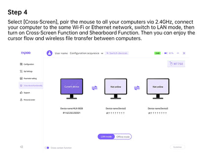 Rapoo MT760L/MT760M Multi-mode Rechargeable Wireless Mouse Ergonomic 4000 DPI Support Up to 4 Devices Bluetooth Mouse