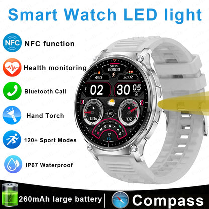 For Xiaomi New Smart Watch Men With LED Lights Outdoor GPS Motion Track Compass Waterproof Sports Watch Bluetooth Call 2024 New