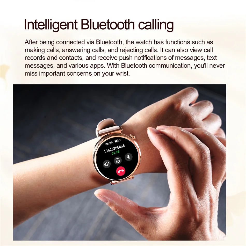 2025 New Fashion Bluetooth Call Smart Watch Women AMOLED HD Screen Health Monitoring 100+ Sports Mode Smartwatches IOS