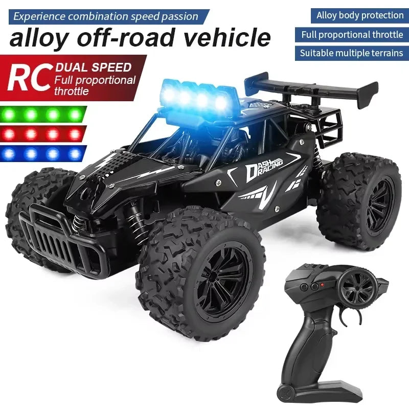 RC Alloy Car 1:16 Scale 2WD Off-Road Climbing Remote Control Car With LED Light 20KM/H High Speed Toys Gifts For Boys Girls Kids