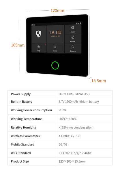 Staniot Home Security Alarm System 4G WiFi Wireless Tuya Smart Burglar Kit Built-in Siren Work with Alexa App Remote Control