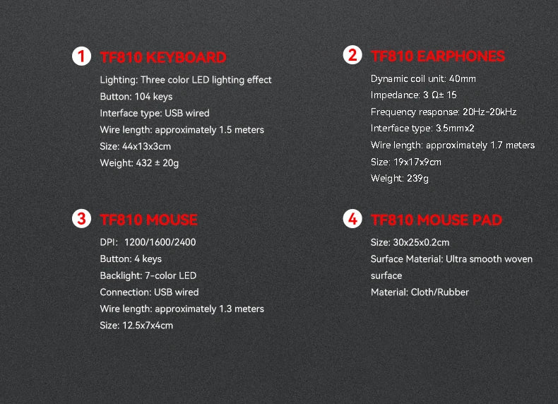 USB Keyboard And Mouse Gaming Headset Combos 4 In 1 English Gaming Wired RGB Keyboard Mouse Set With Mouse Pad and Headphones