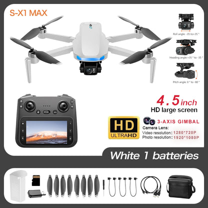 S-X1 GPS Drone Professional 3-Axis Gimbal 5G WIFI 4K Camera RC FPV Drone with Screen 5KM Digital Image Transmission Aerial UAV