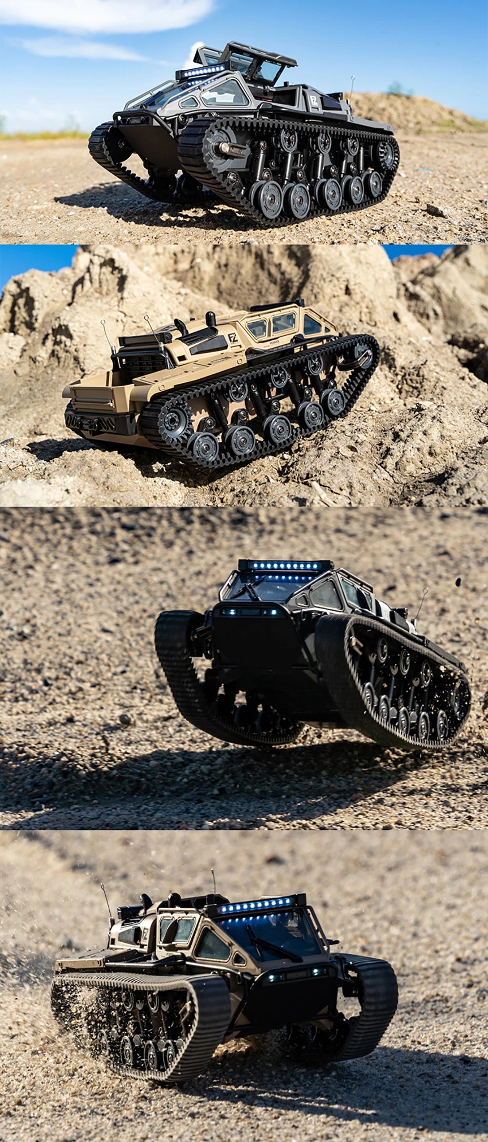 JJRC C8812 / C8812 MAX RC Car Full Scale Tracked Tank Simulation 2.4G Remote Control Car Drift LED Light Off-Road RC Toy As Gift