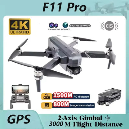F11 4K Pro Drone Profesional 5G WIFI EIS Cameras Com 2 eixos Anti-Shakes FPV Brushless Quadcopter 3000M 1 battery RC Drones Toys