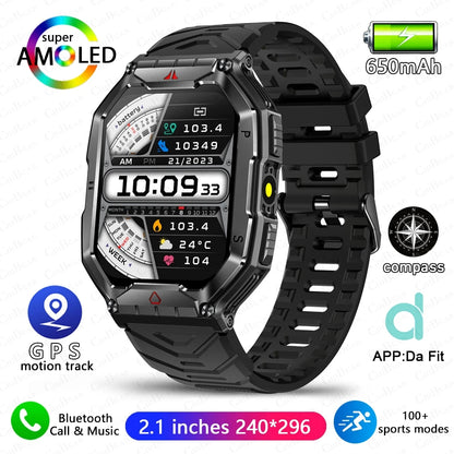 2.1 Inch AMOLED HD Screen Smartwatch Men Compass GPS Outdoor Sports Health Monitoring 1ATM Waterproof Bluetooth Call Smart watch