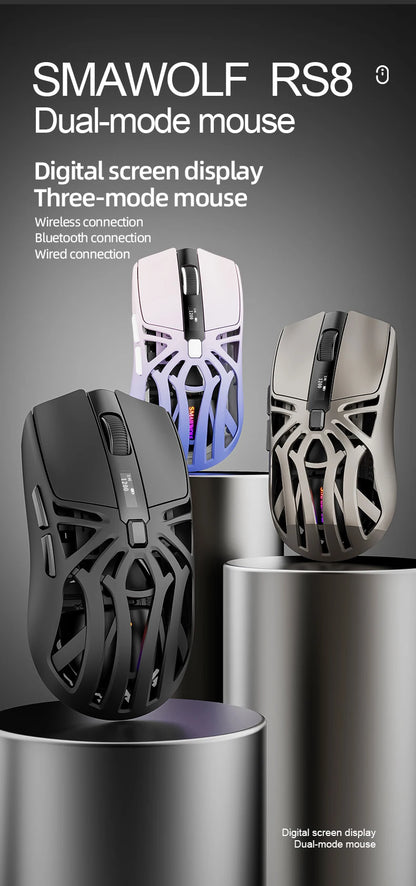 SMAILWOLF RS8  1000Hz Bluetooth mouse, 10000dpi, three-mode connection, lightweight macro gaming mouse notebook computer