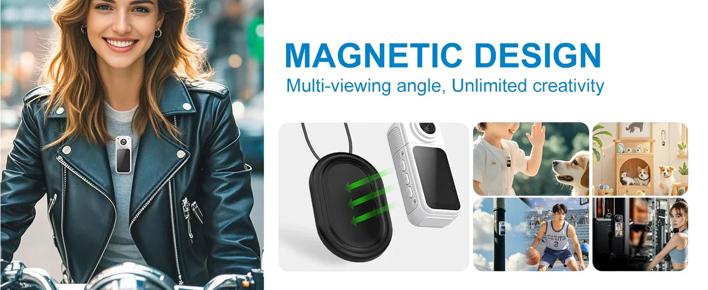 Thumb Action Camera Mini 2.7K Sport Go Pro Cameras Pocket Cam Instant 180°Angle WIFI Recorder Magnetic Attraction Bracket Camera