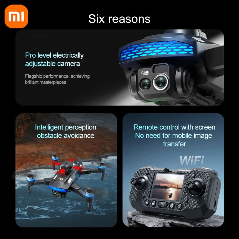 Xiaomi M6 RC Drone 8K Aerial HD Dual Camera 5G WIFI Intelligent Obstacle Avoidance With Screen GPS Ruturn Brushless Power Drone