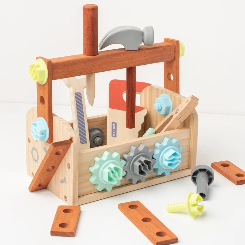 Wooden Tool Toy Set Includes a variety of tools like hammers and wrenches Kids can pretend to be little craftsmen and have a bla