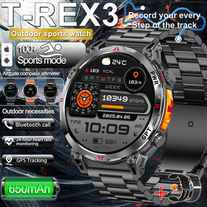 2025 Best seller Military AMOLED HD SmartWatch GPS Compass 10ATM Waterproof Tactics 170+Sport BT call SmartWatch 650Mah Battery