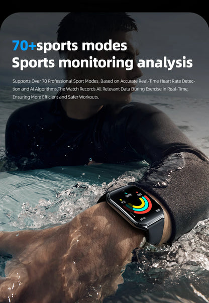 2025 new smart watch, 1.96-inch sports watch, IP67 waterproof, 110+ sports mode, fitness activity tracker, ultra-thin watch.