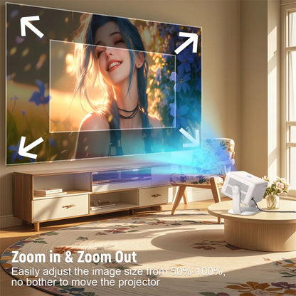 Salange 360° Projector Native 1080P 650ANSI 4K Android 11 With Auto Keystone Focus Air Mouse Wifi6 BT5.2 Portable Movie Outdoor