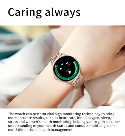 2025 New Ultra Slim AMOLED Smart Watch Women Screen Always Display Time Heart Rate BT Calling High-end Fashion Smartwatch IOS
