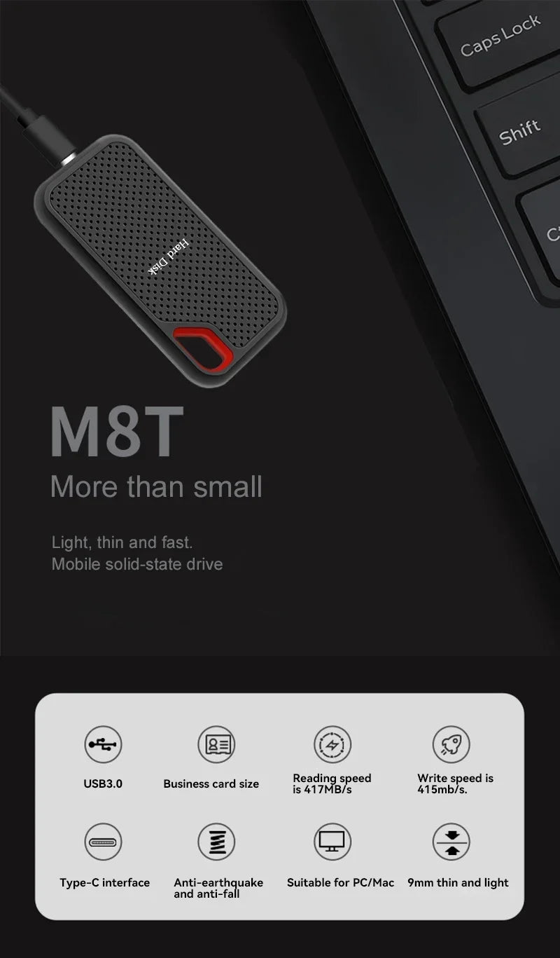 Lenovo Hard Disk Mobile SSD E60 1TB 2TB 256TB USB 3.1 HD External Hard for Laptop PS5 Mobile Hard Disk HDD Storage