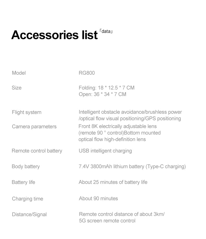 RG800 MAX GPS Drone 8K Professional HD Dual Camera With Screen 5G 360°Obstacle Avoidance Brushless Foldable Quadcopter Drone