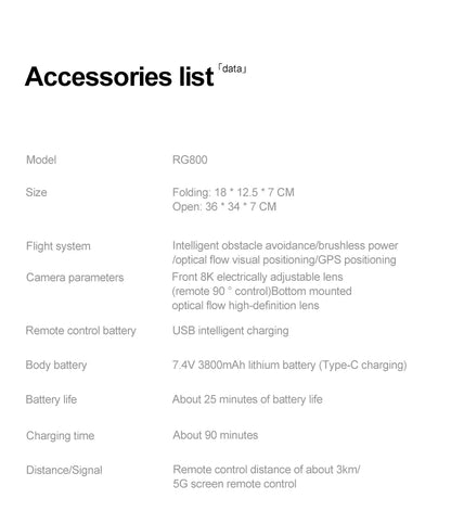 RG800 MAX GPS Drone 8K Professional HD Dual Camera With Screen 5G 360°Obstacle Avoidance Brushless Foldable Quadcopter Drone