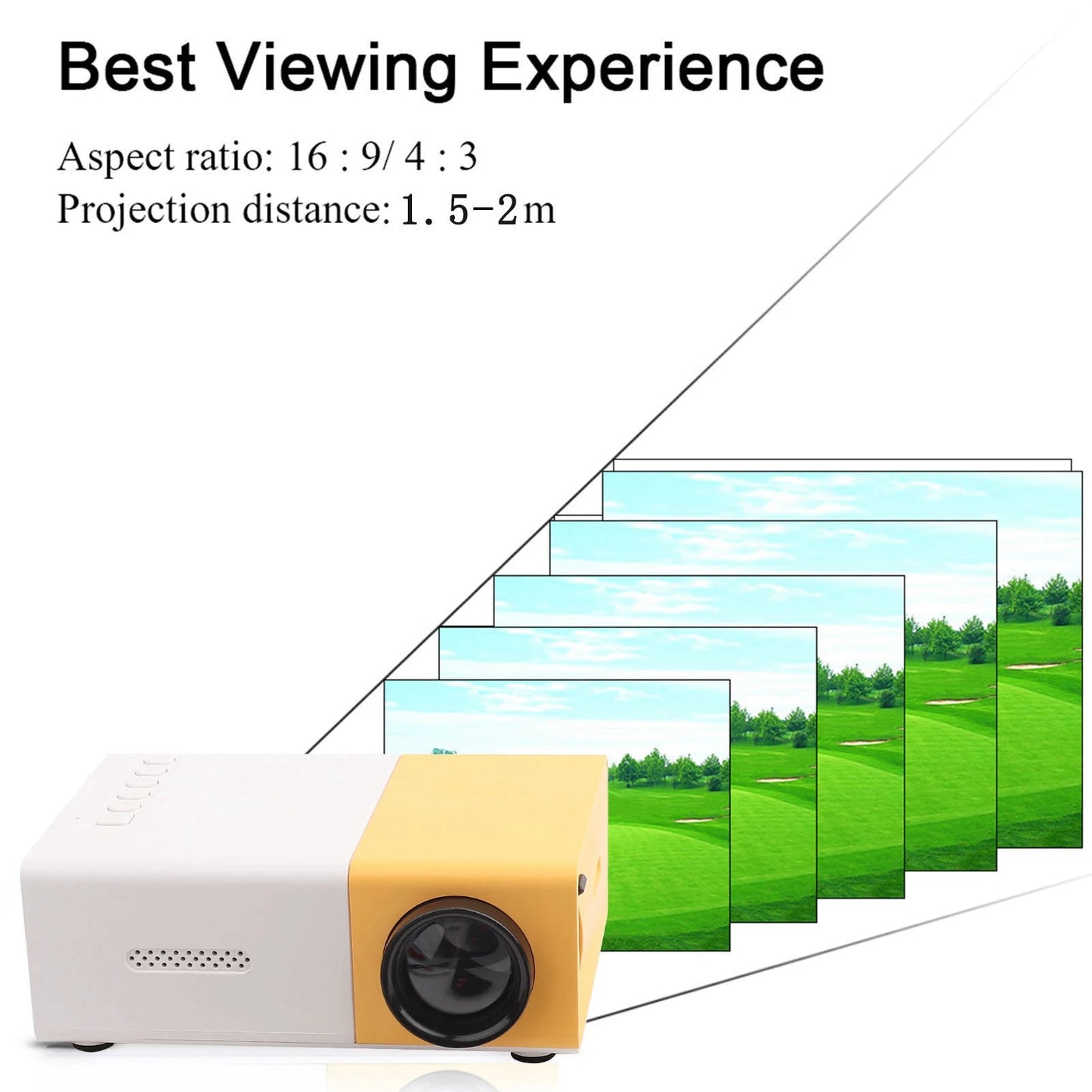 Projector 5 X 3.2 X 1.9In Portable Small Size Stylish 1080P LED Projector Convenient Practical for Travel Movies Games Camping