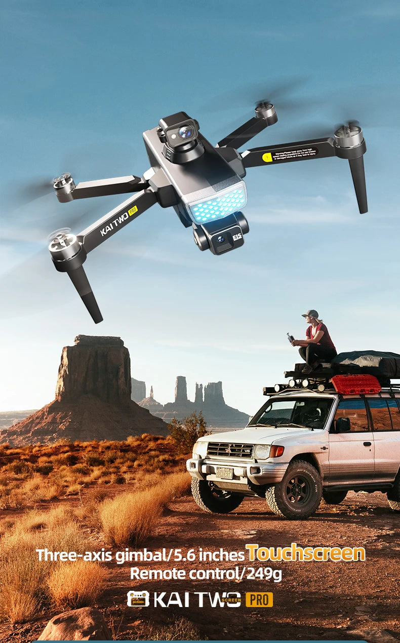 2025 KAITWO three-axis gimbal 5.6-inch touchscreen version with all-round laser obstacle avoidance, GPS optical flow positioning