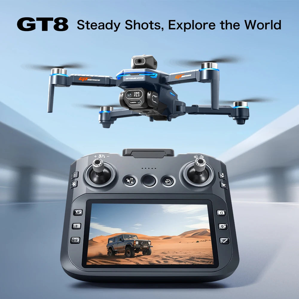 GT8MAX Drone Professinal RC 8K HD Cameras WIFI FPV Height Hold Gesture Photography Foldable Quadcopter Screen Remote Control Gif