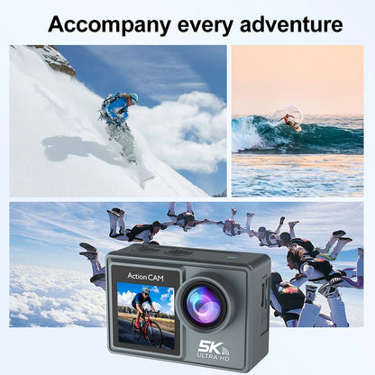 5K 4K60FPS Action Camera Dual IPS Touch LCD DVR EIS 170° 30M Waterproof 5X Zoom Sport Camera With Wireless Mic&Remote Control