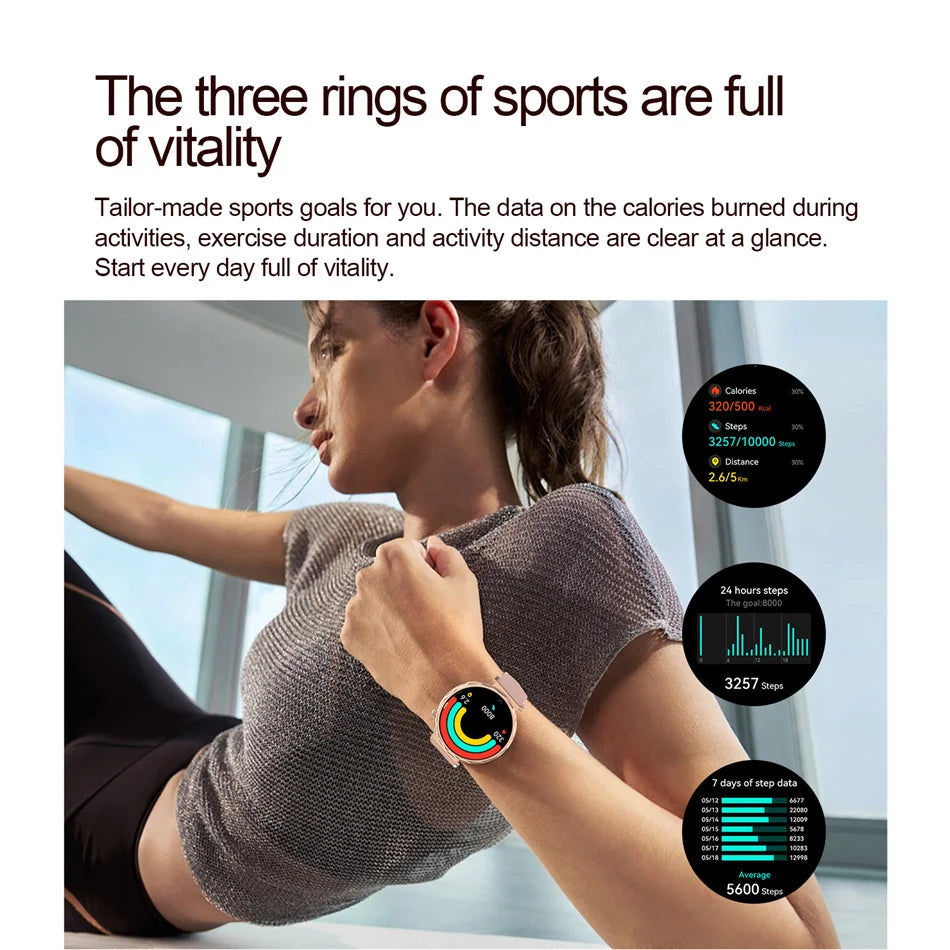 Fashion Women Bluetooth Call Smart Watch Watch AMOLED HD Screen Health Monitoring Waterproof Smartwatches 2025 New Android IOS