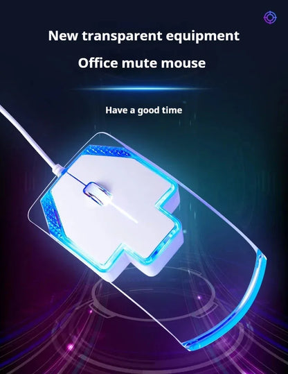 fashionable Wired Transparent Colorful Light-emitting Mouse Ergonomics mute ultra-thin Game Mice For PC Laptop Computer Gifts
