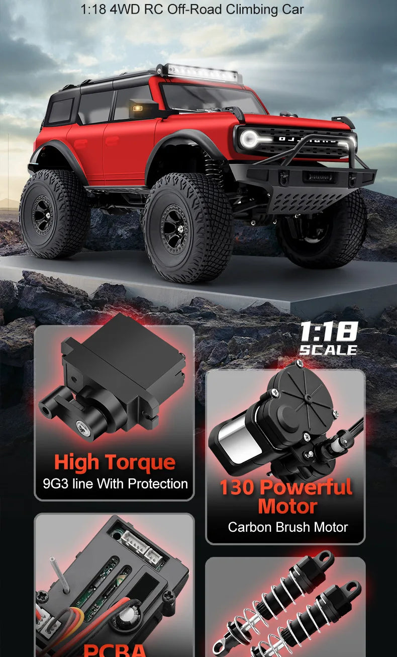 Wltoys New 1:18 Electric Four-Wheel Drive Climbing Car Remote Control Horse Model Toy For Children RC Car Toy