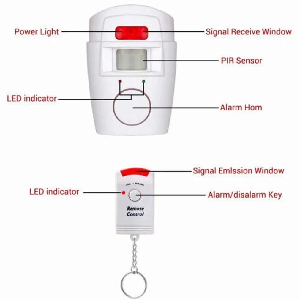 105dB Home Smart Security Alert Infrared Sensor Anti-theft Motion Detector Alarm Monitor Wireless Alarm System+2 Remote Control