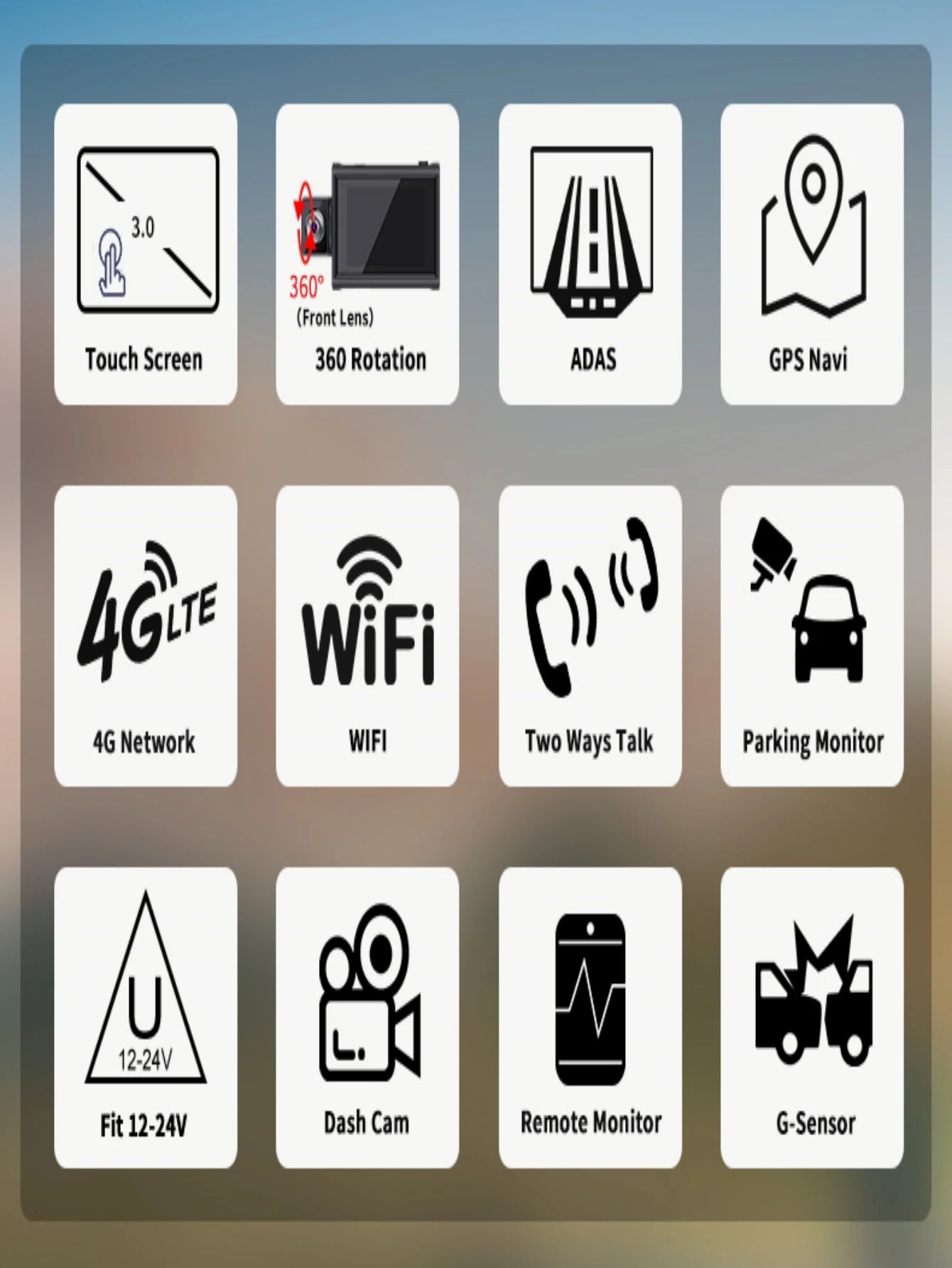 Dash Cam 3Inch 4G Android10.0  GPS Navigation ADAS Car Dvr Camera Full HD 1080P Car Video Recorder DVR WiFi BT