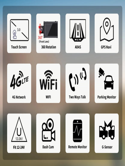 Dash Cam 3Inch 4G Android10.0  GPS Navigation ADAS Car Dvr Camera Full HD 1080P Car Video Recorder DVR WiFi BT