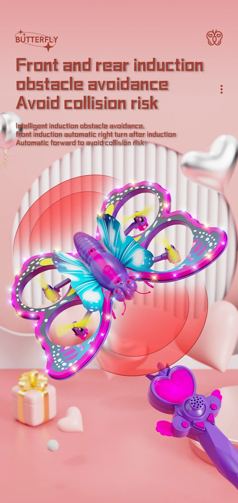 New V40 Glitter Butterfly Remote Control Aircraft 2.4GHz Gravity Sensing Mini Drone RC Quadcopter Children's Toy Gift